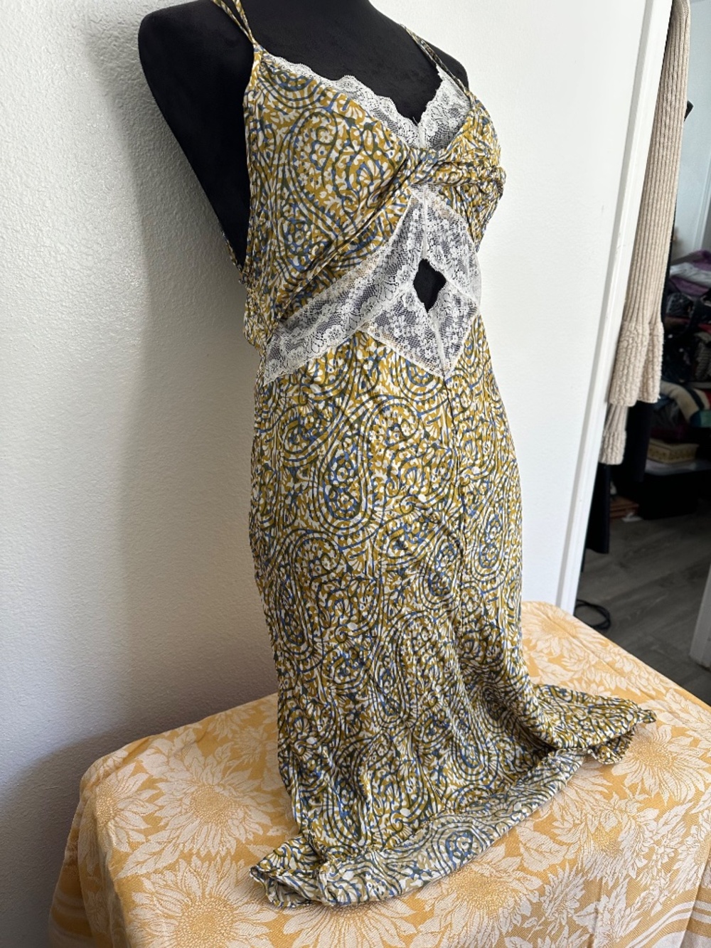 Anthropologie Lace Inset Slip Midi Dress - Picture 6 of 8